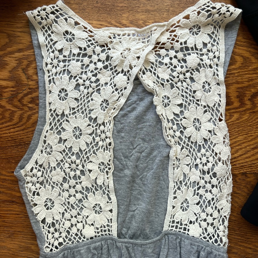Gray crochet back dress